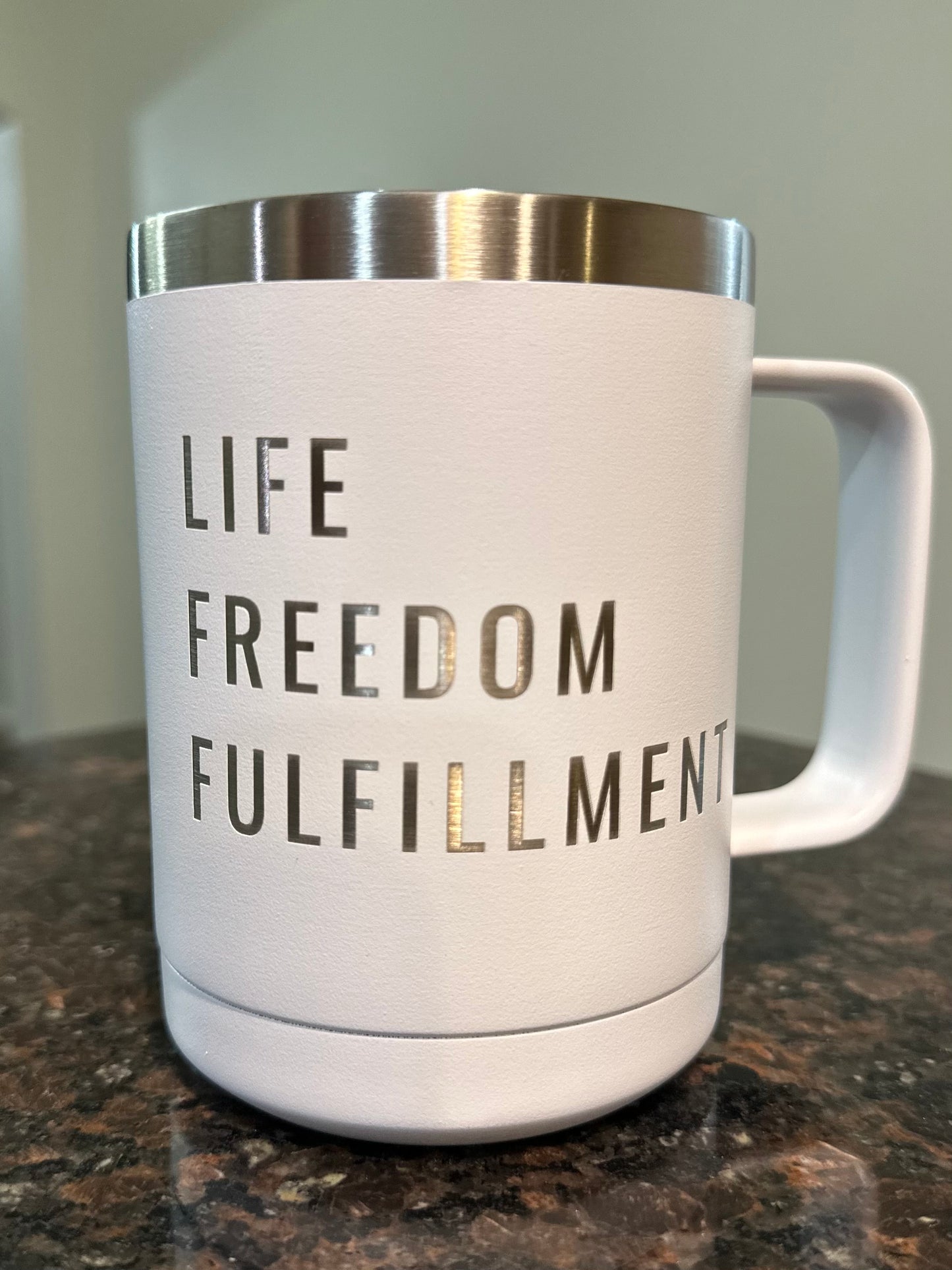 MC Life, Freedom, Fulfillment 15 oz. Vacuum Insulated Mug - White