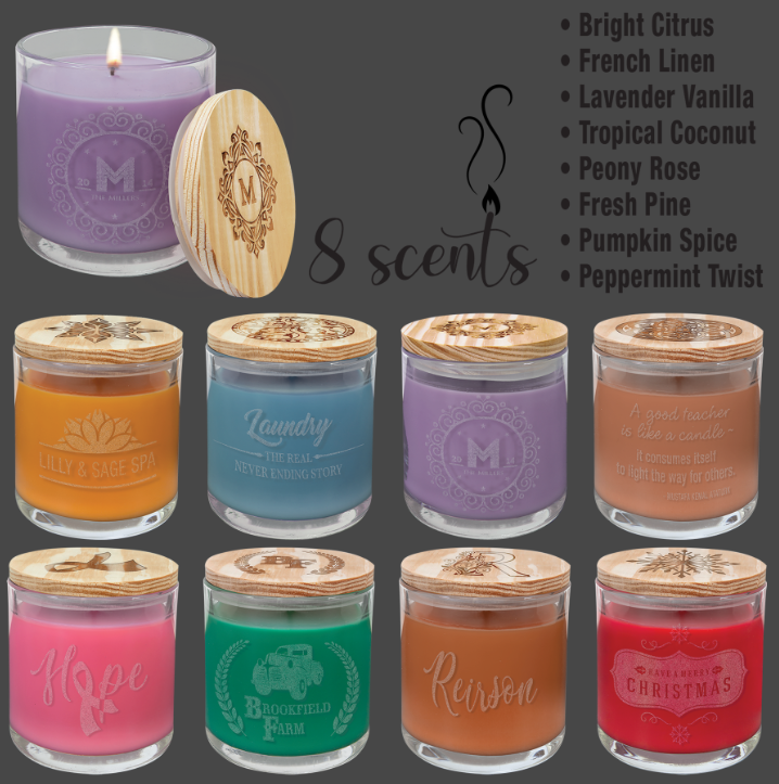 Soy Wax 14 oz. Scented Candle with Wooden Lid - Personalized