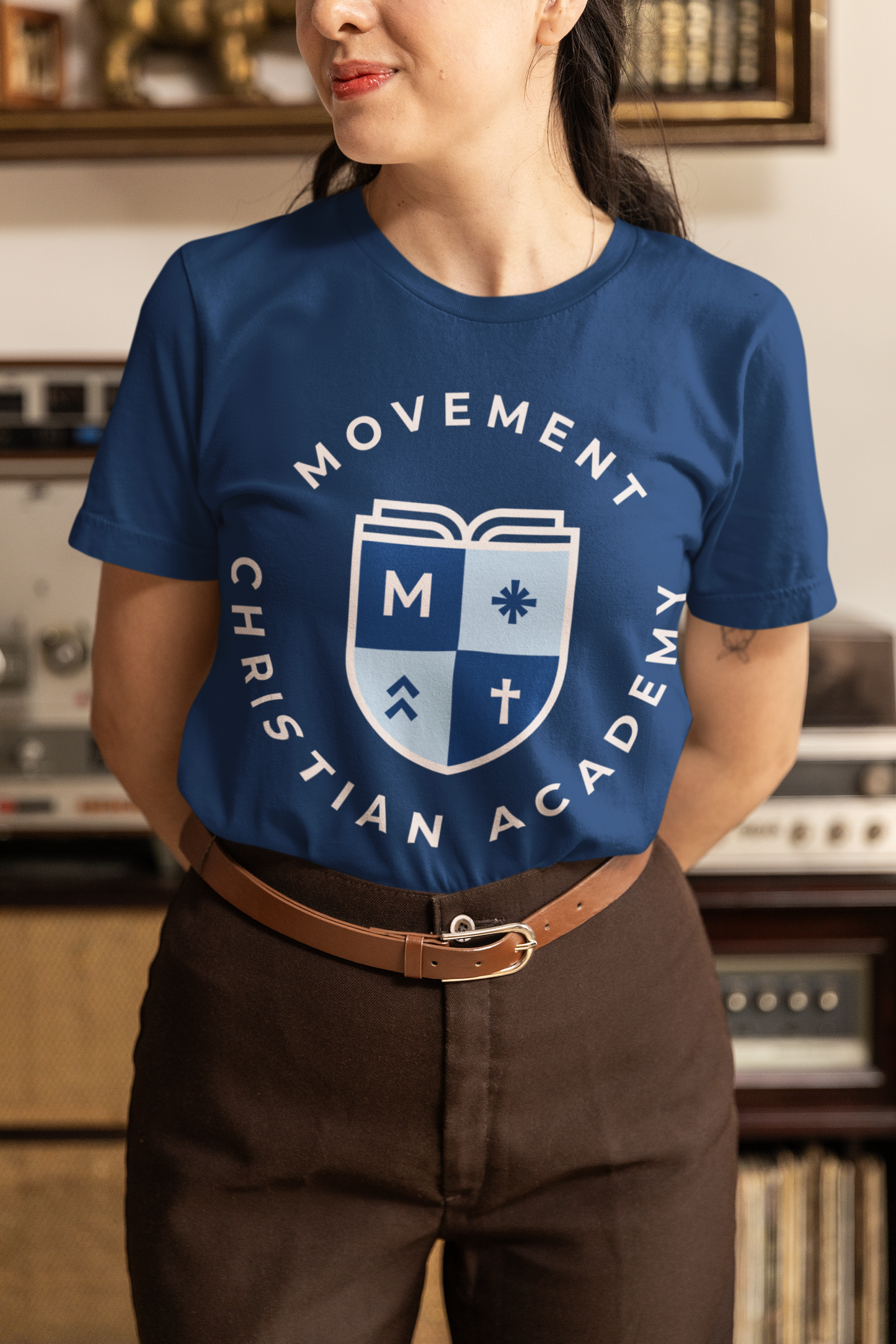 Movement Christian Academy Crest T-shirt Navy